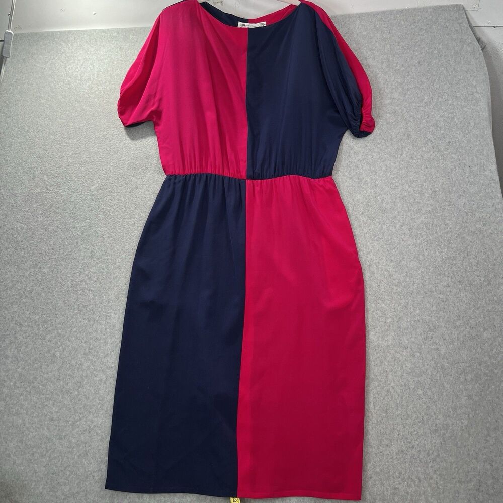 Anne Crimmins for UMI Collections Silk Dress 80s Pink Purple checkerboard sz 10